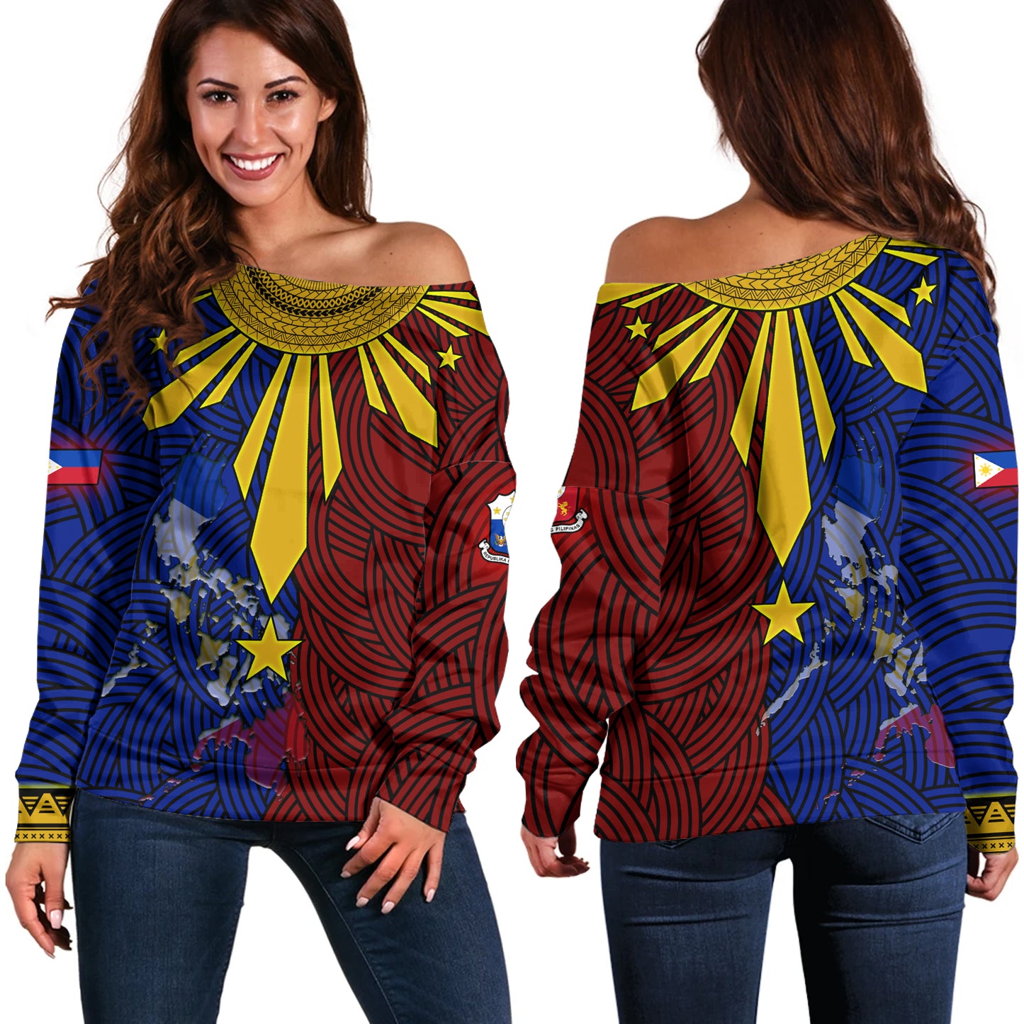 Philippines Filipinos Off Shoulder Sweatshirt Beautiful Philippines Sunshine Style