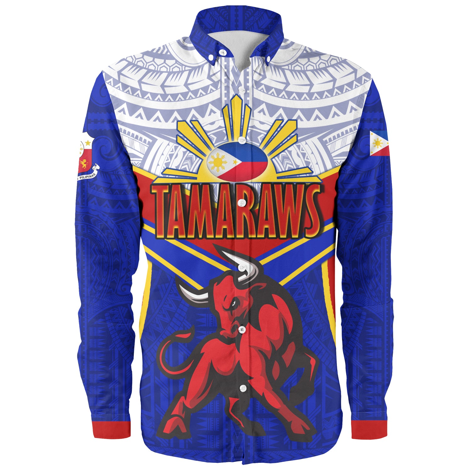 Philippines Filipinos Long Sleeve Shirt Tamaraws Mascot Sport Style
