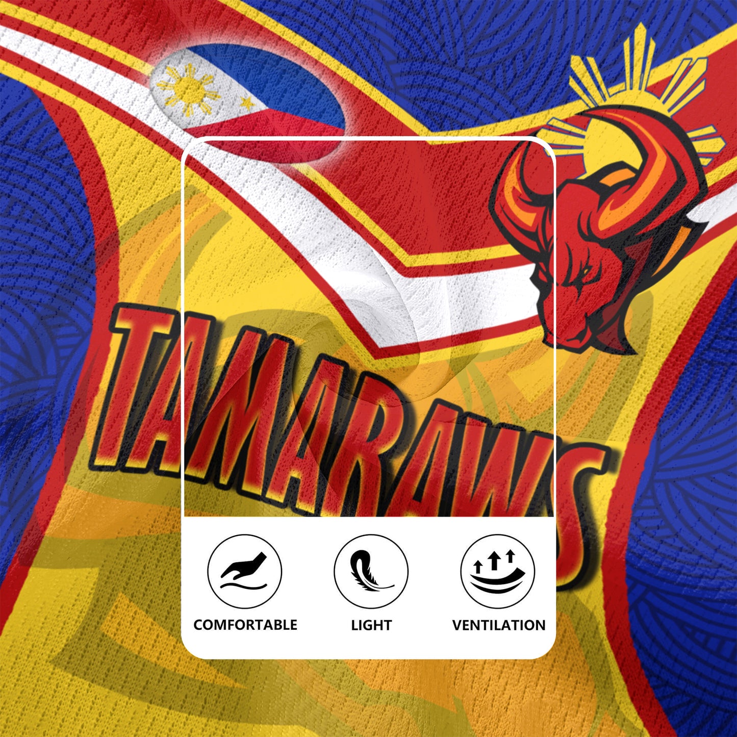 Philippines Filipinos Tamaraws Mascot With Flag Men's All Over Printing Rugby Jersey