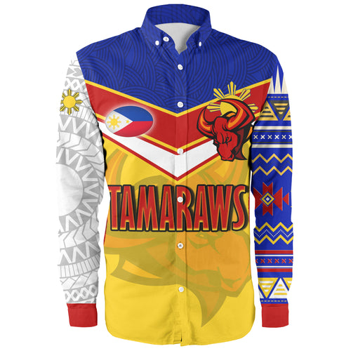 Philippines Filipinos Long Sleeve Shirt Tamaraws Mascot With Flag