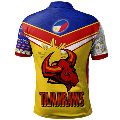 Philippines Filipinos Polo Shirt Tamaraws Mascot With Flag