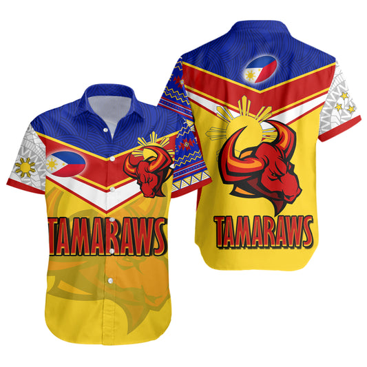 Philippines Filipinos Short Sleeve Shirt Tamaraws Mascot With Flag