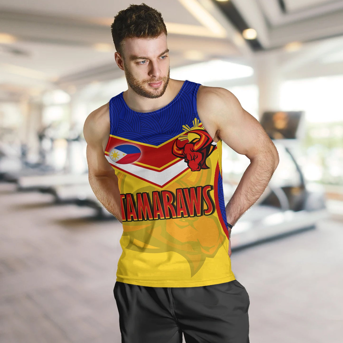 Philippines Filipinos Tank Top Tamaraws Mascot With Flag