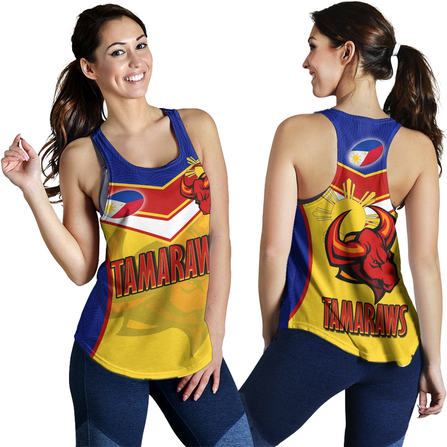 Philippines Filipinos Women Tank Tamaraws Mascot With Flag
