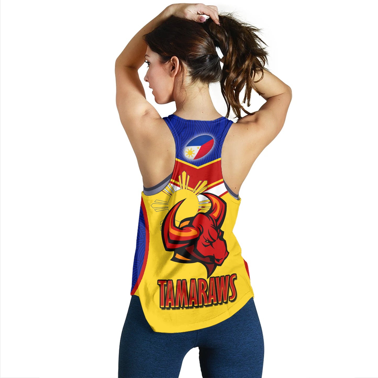 Philippines Filipinos Women Tank Tamaraws Mascot With Flag