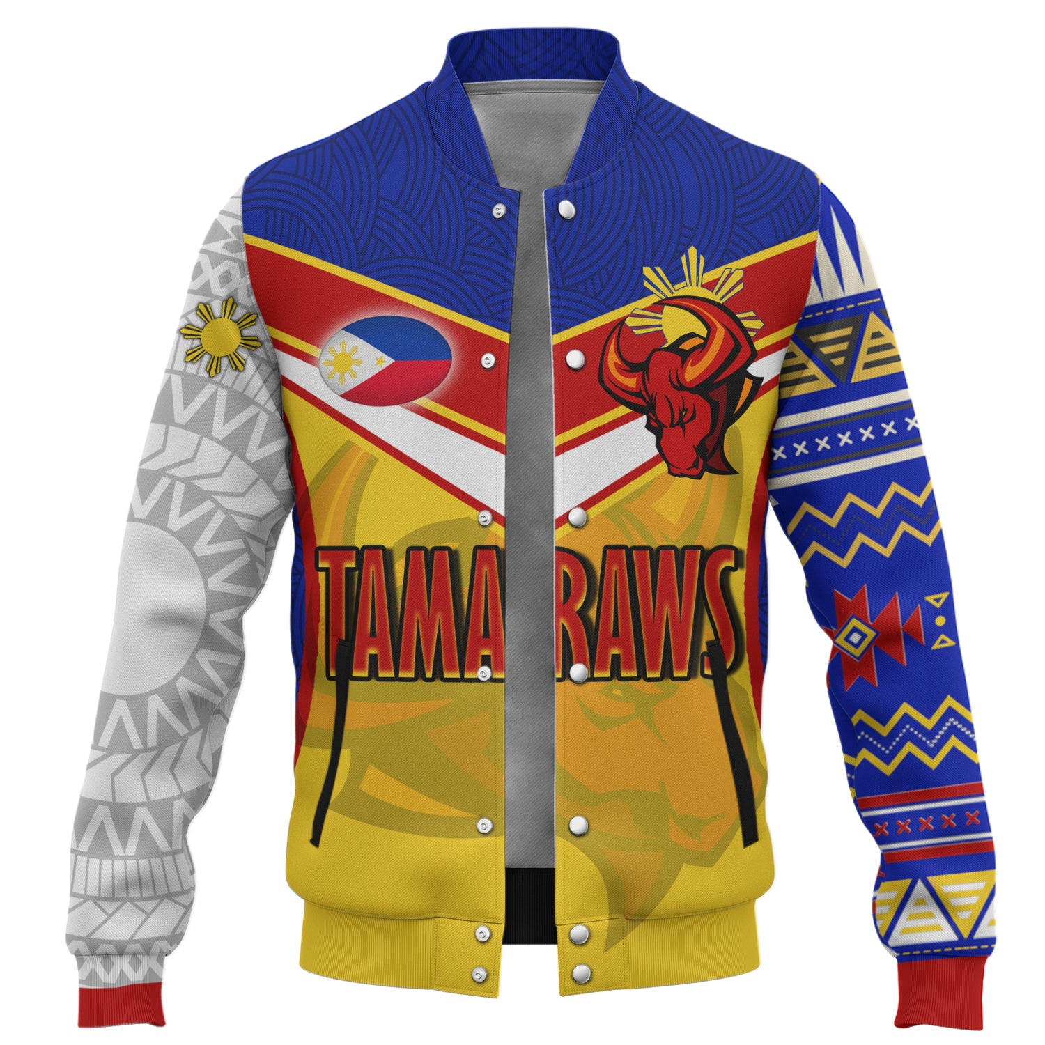 Philippines Filipinos Baseball Jacket Tamaraws Mascot With Flag