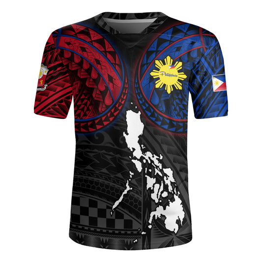 Philippines Filipinos Half Sleeve Tattoo Patterns Style Men's All Over Printing Rugby Jersey