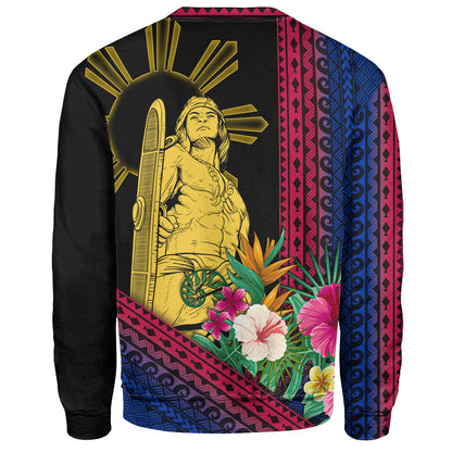 Philippines Filipinos Sweatshirt Polynesia Pattern With Tropical Flower
