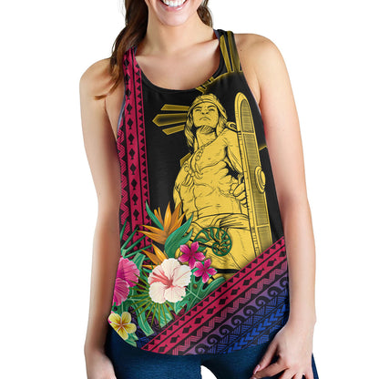 Philippines Filipinos Women Tank Lapu Lapu Polynesia Pattern With Tropical Flower