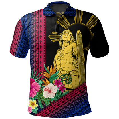 Philippines Filipinos Polo Shirt Lapu Lapu Polynesia Pattern With Tropical Flower