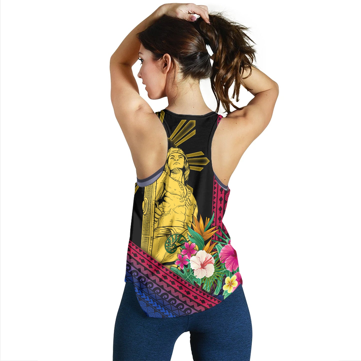 Philippines Filipinos Women Tank Lapu Lapu Polynesia Pattern With Tropical Flower