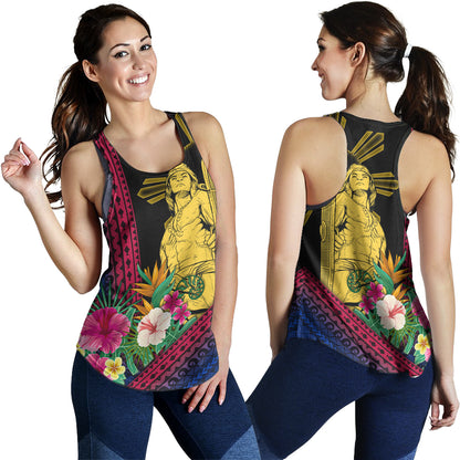 Philippines Filipinos Women Tank Lapu Lapu Polynesia Pattern With Tropical Flower