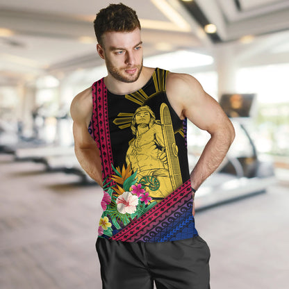 Philippines Filipinos Tank Top Lapu Lapu Polynesia Pattern With Tropical Flower