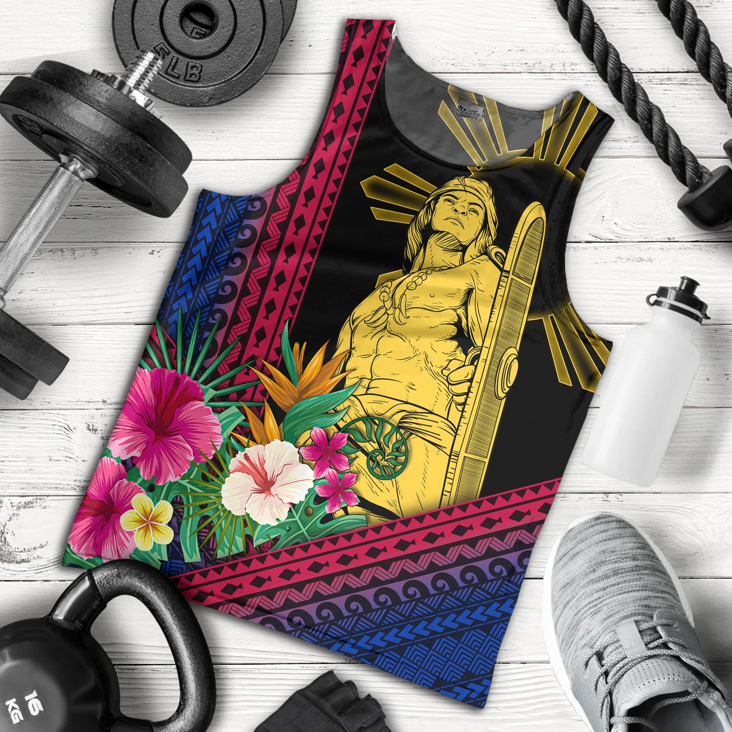 Philippines Filipinos Tank Top Lapu Lapu Polynesia Pattern With Tropical Flower