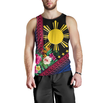 Philippines Filipinos Tank Top Polynesia Pattern With Tropical Flower