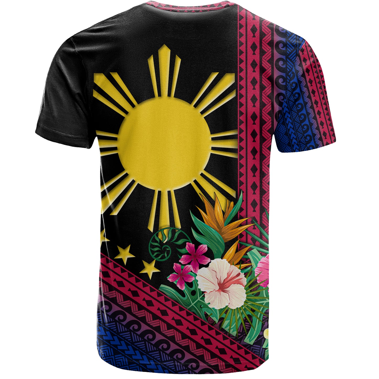 Philippines Filipinos T-Shirt Polynesia Pattern With Tropical Flower