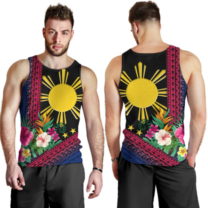 Philippines Filipinos Tank Top Polynesia Pattern With Tropical Flower