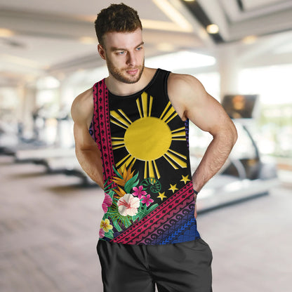 Philippines Filipinos Tank Top Polynesia Pattern With Tropical Flower