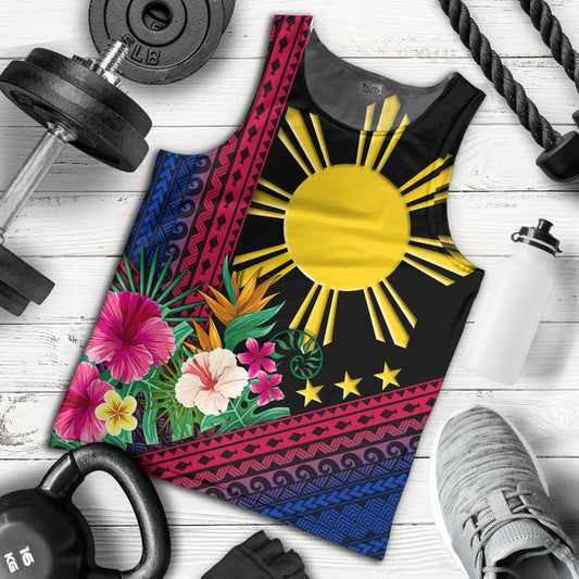 Philippines Filipinos Tank Top Polynesia Pattern With Tropical Flower