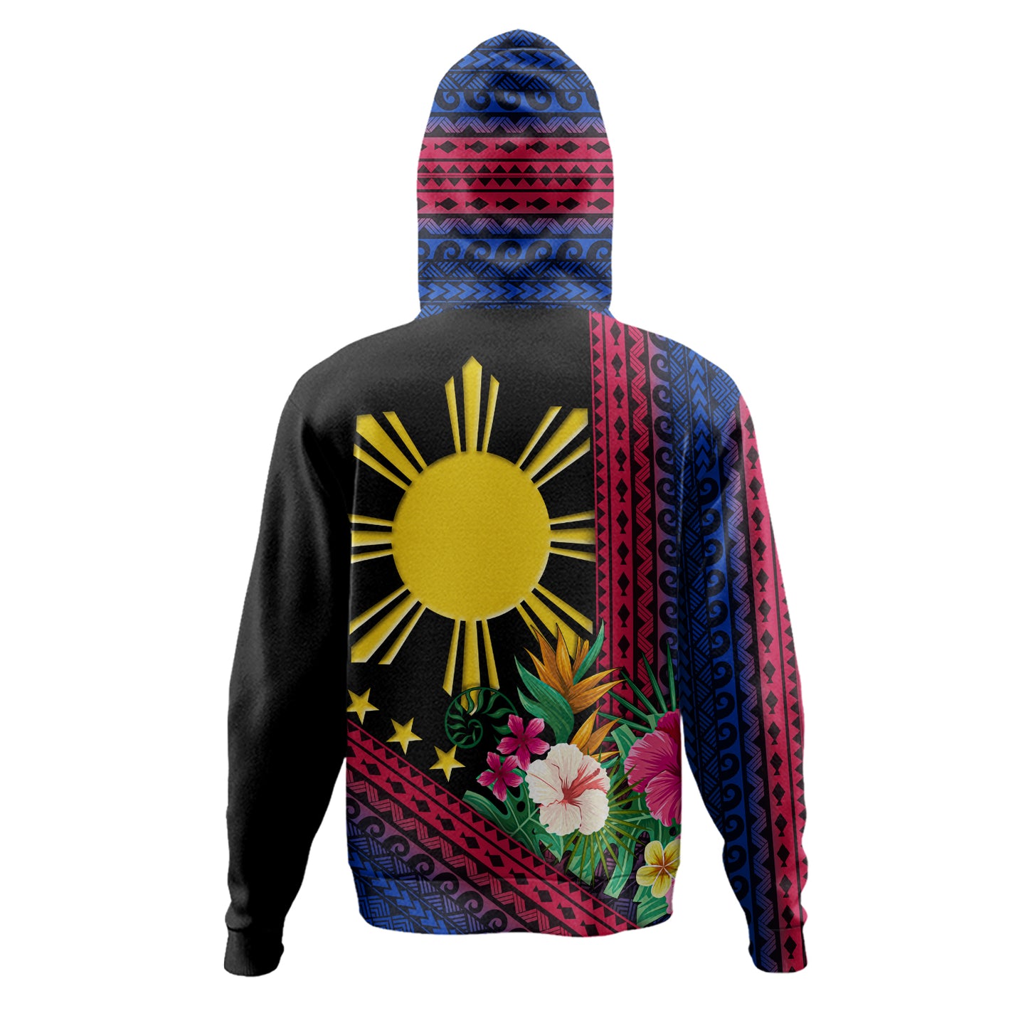 Philippines Filipinos Hoodie Polynesia Pattern With Tropical Flower