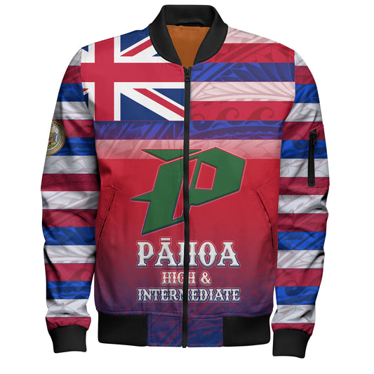 Hawaii PÄhoa High & Intermediate High School Bomber Jacket Flag Color With Traditional Patterns