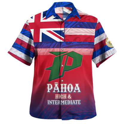 Hawaii Pahoa High and Intermediate School Hawaii Shirt Flag Color With Traditional Patterns