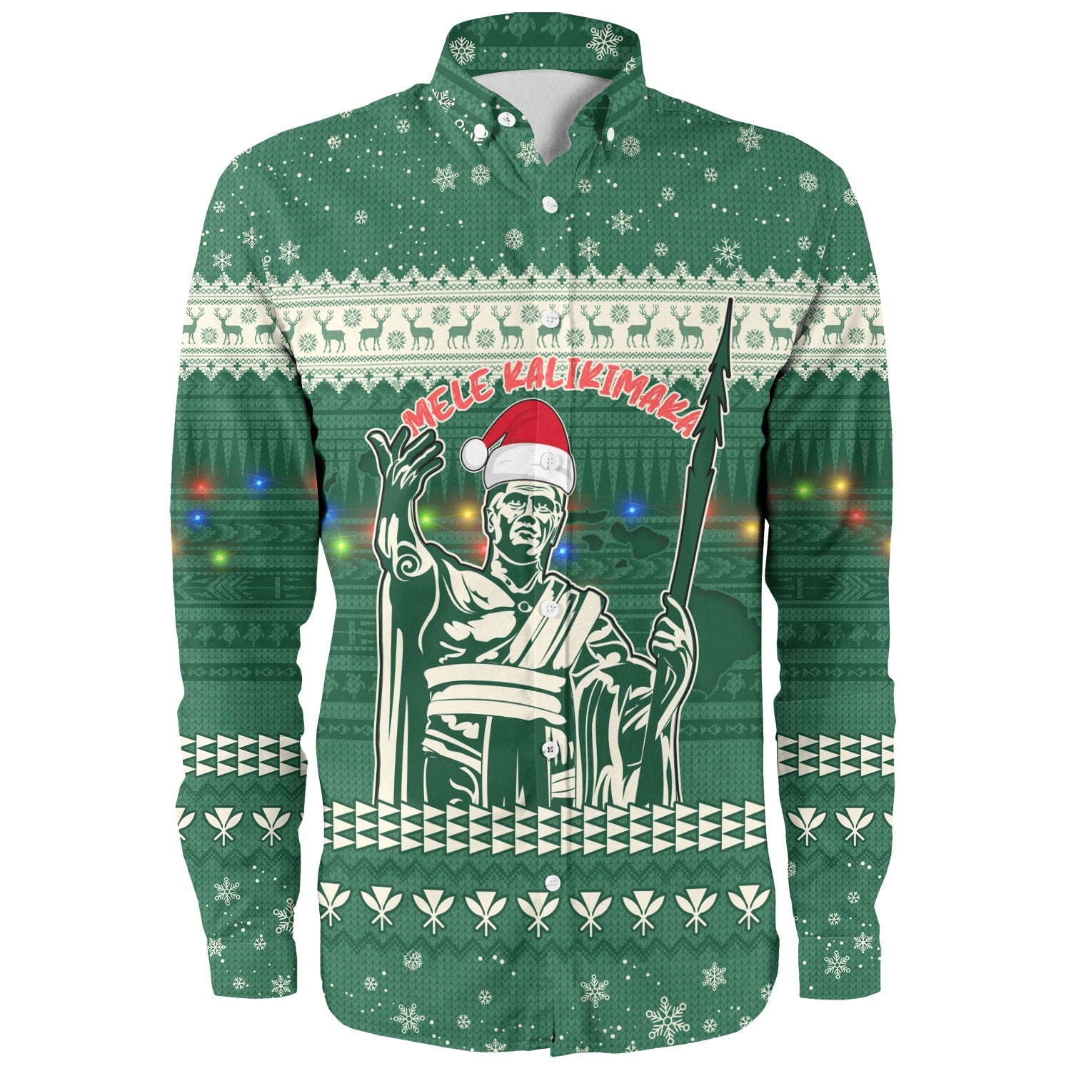 Hawaii Long Sleeve Shirt Christmas Hawaii King Tribal Pattern