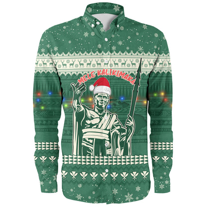 Hawaii Long Sleeve Shirt Christmas Hawaii King Tribal Pattern