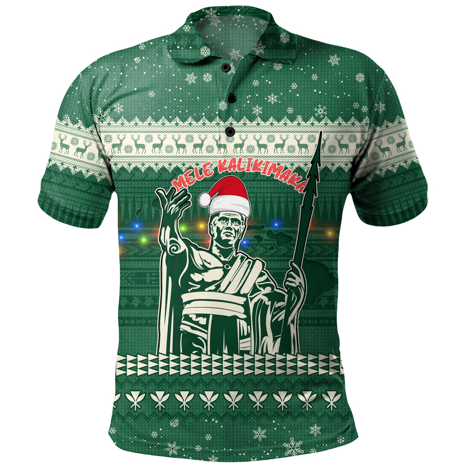 Hawaii Polo Shirt Christmas Hawaii King Tribal Pattern