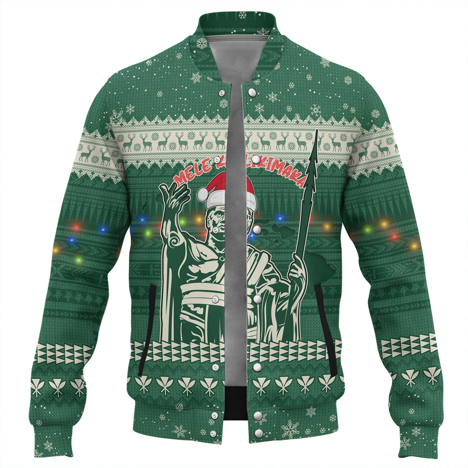 Hawaii Baseball Jacket Christmas Hawaii King Tribal Pattern