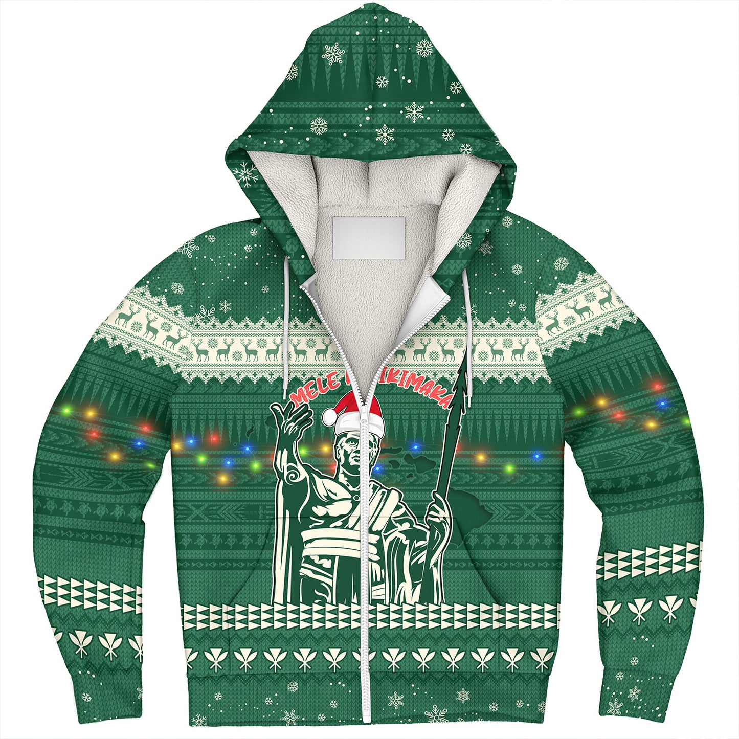 Hawaii Sherpa Hoodie Christmas Hawaii King Tribal Pattern