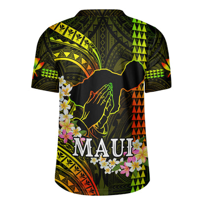Hawaii Rugby Jersey Pray For Maui Polynesian Pattern