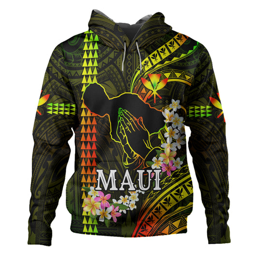 Hawaii Hoodie Pray For Maui Polynesian Pattern