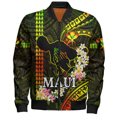 Hawaii Bomber Jacket Pray For Maui Polynesian Pattern
