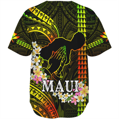 Hawaii Baseball Shirt Pray For Maui Polynesian Pattern