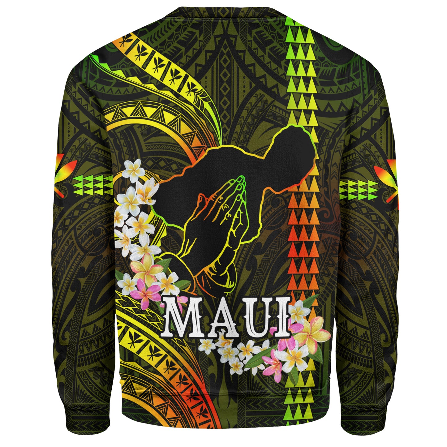 Hawaii Sweatshirt Pray For Maui Polynesian Pattern