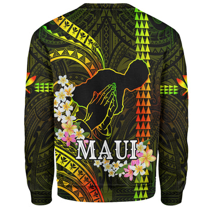 Hawaii Sweatshirt Pray For Maui Polynesian Pattern