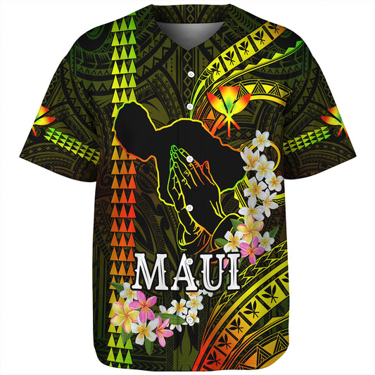 Hawaii Baseball Shirt Pray For Maui Polynesian Pattern