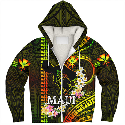 Hawaii Sherpa Hoodie Pray For Maui Polynesian Pattern