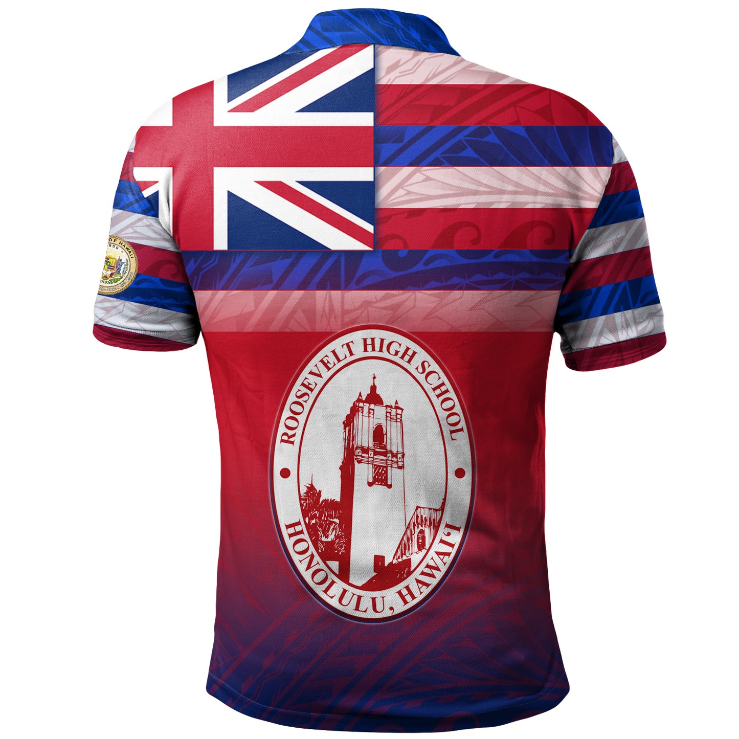Hawaii President Theodore Roosevelt High School Polo Shirt Flag Color With Traditional Patterns