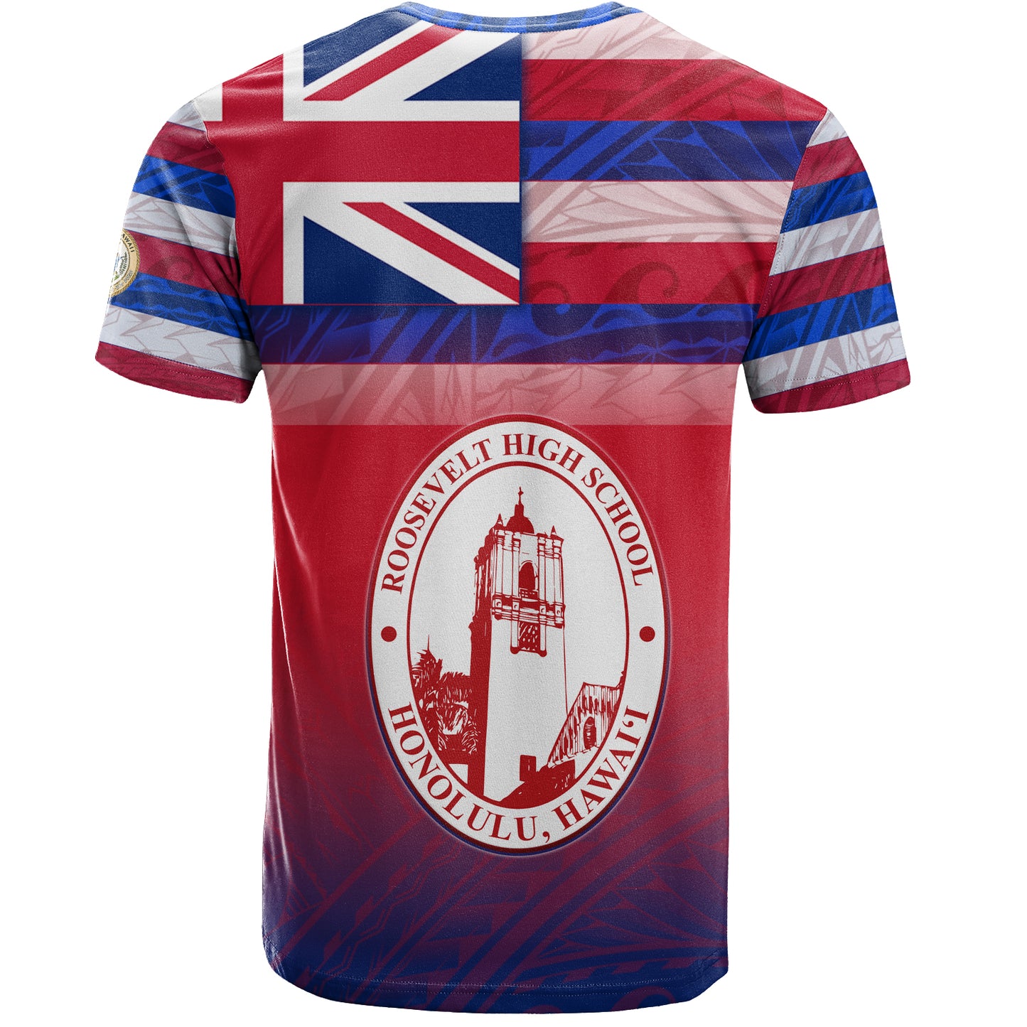 Hawaii President Theodore Roosevelt High School T-Shirt Flag Color With Traditional Patterns