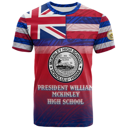 Hawaii President William McKinley High School T-Shirt Flag Color With Traditional Patterns