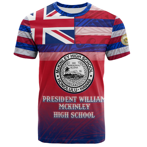 Hawaii President William McKinley High School T-Shirt Flag Color With Traditional Patterns