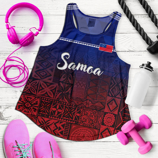 Samoa Women Tank Lowpolly Pattern with Polynesian Motif