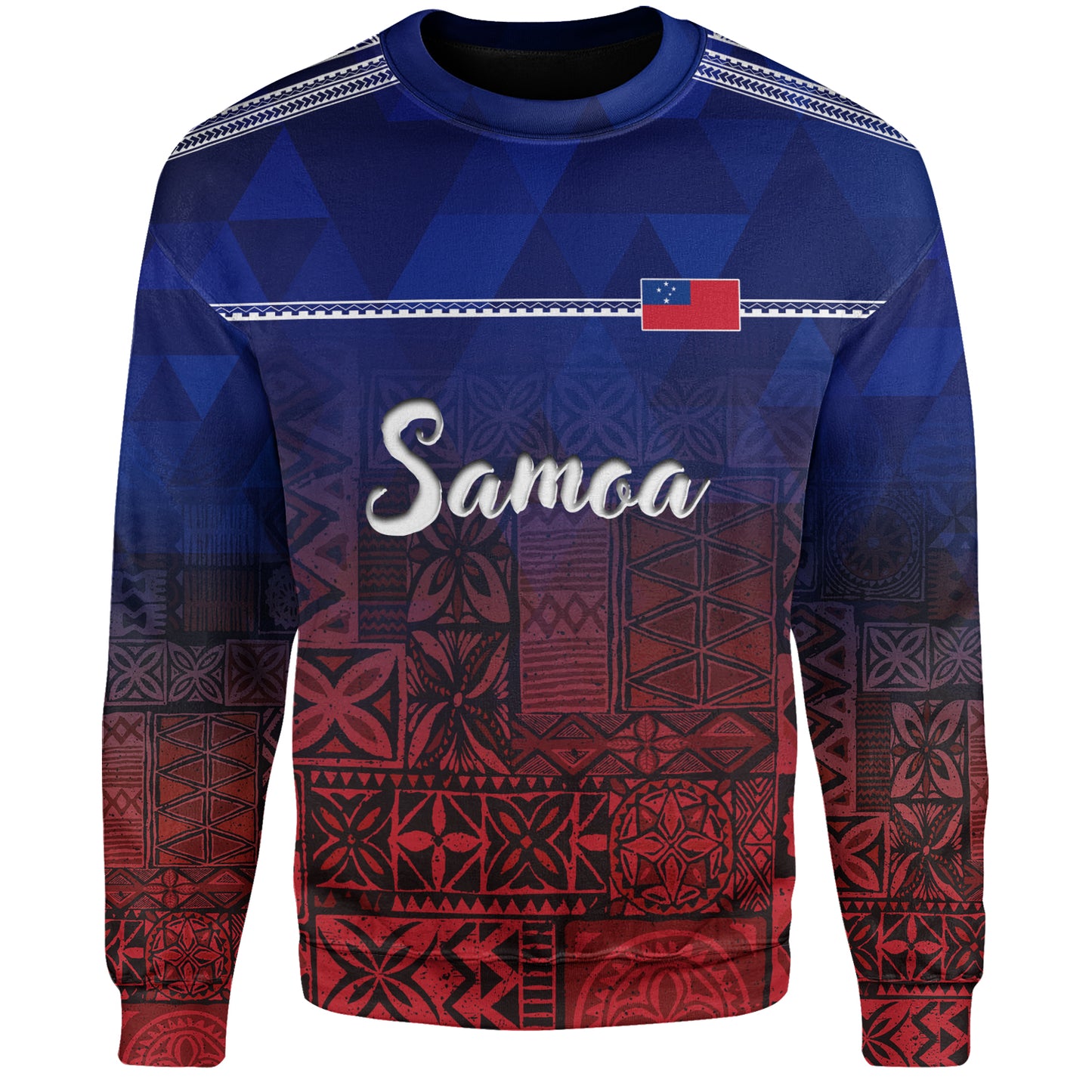 Samoa Sweatshirt Lowpolly Pattern with Polynesian Motif