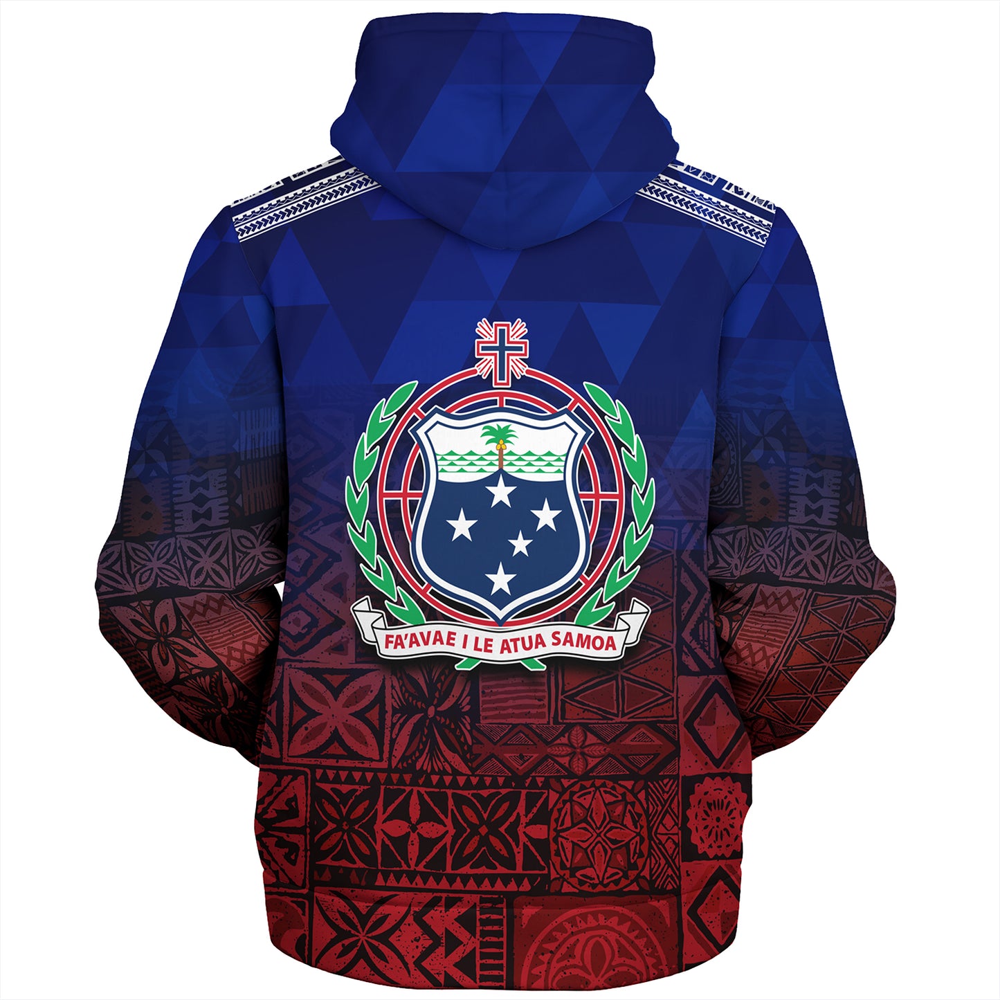 Samoa Sherpa Hoodie Lowpolly Pattern with Polynesian Motif