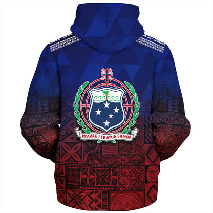 Samoa Sherpa Hoodie Lowpolly Pattern with Polynesian Motif