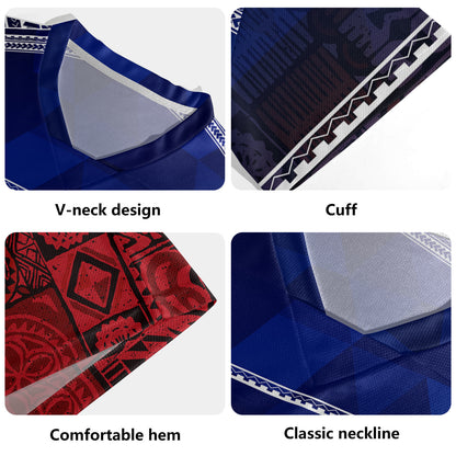 Samoa Rugby Jersey Lowpolly Pattern with Polynesian Motif