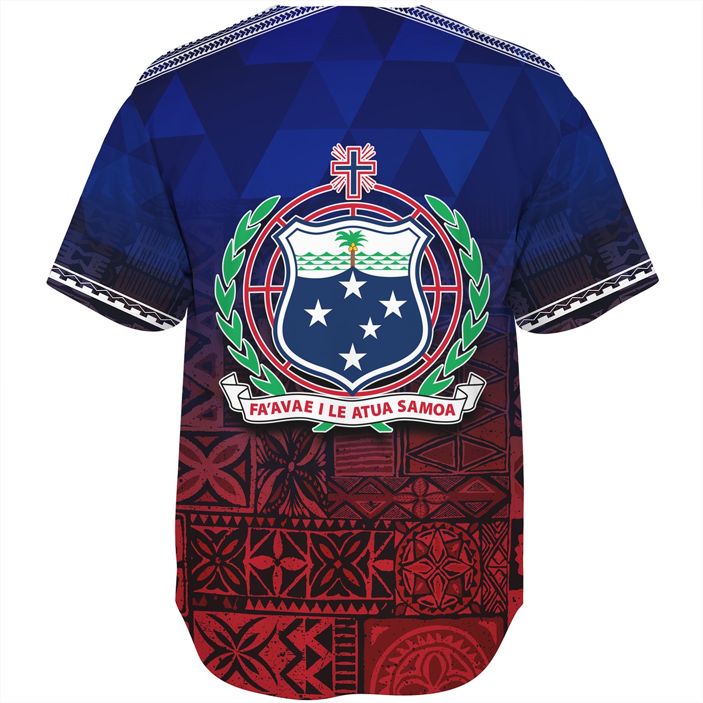 Samoa Baseball Shirt Lowpolly Pattern with Polynesian Motif