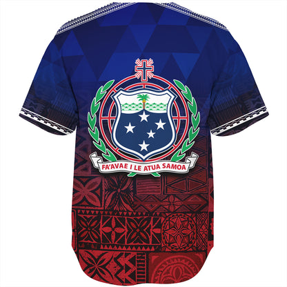 Samoa Baseball Shirt Lowpolly Pattern with Polynesian Motif